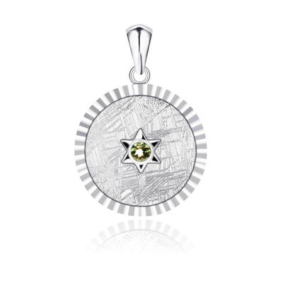 925 Sterling Silver Muonionalusta Meteorite Pendant da Suécia Moderno