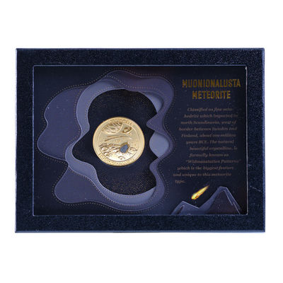 Caixa de Monedas Rectangular de Meteorito Caixa de Vidro de Couro Incorporado para Colecionador