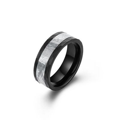Anel de meteoro de tungstênio Anel de casamento masculino Anel de declaração único Anel de joalharia feita à mão