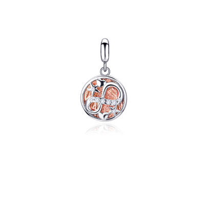 Rodium Plated Meteorite Love Charm Pendant 925 Sterling Silver Pendant 10mm