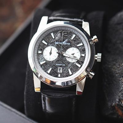 Esporte Estilo Mens Meteorite Watch 30mm Meteorite Dial Gun Revestido Cristal de safira