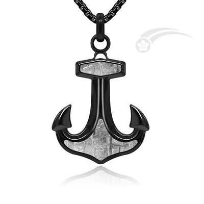Luminoso Muonionalusta Meteorito de Ferro Anchor Pendente Necklace Para Homens
