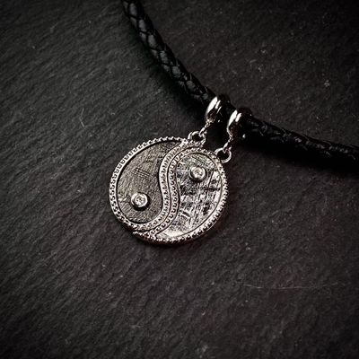 925 Sterling Silver Tai Chi Meteorite 2 em 1 Pendente 13*20 mm Jóias