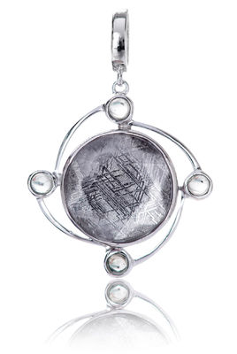 Cosmos Meteorite 925 Sterling Silver Pendant 15mm Rotary Round Track