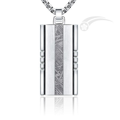 Rectângulo Meteorito de aço inoxidável Dog Tag Joalharia Mens Tag Pendant Casual