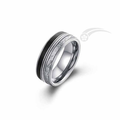 Anel de meteoro de tungstênio Banda de casamento Guitarra com esmalte preto