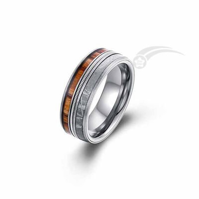 Anel de meteoro de tungstênio Banda de casamento Guitarra com esmalte preto