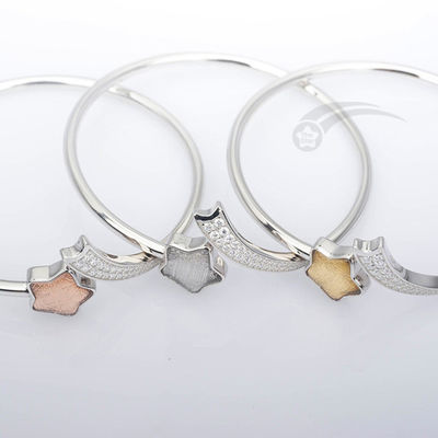 Bracelete feminino em forma de trevo de meteorito real Braceletes de prata 925 Sterling