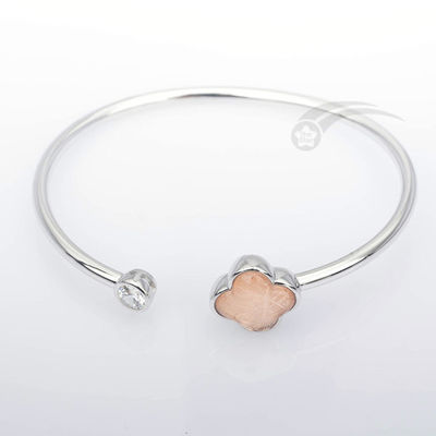 Bracelete feminino em forma de trevo de meteorito real Braceletes de prata 925 Sterling