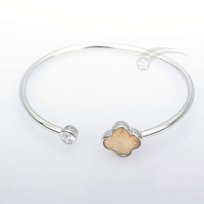 Bracelete feminino em forma de trevo de meteorito real Braceletes de prata 925 Sterling