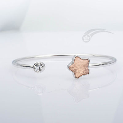 Moderno 925 Sterling Silver Meteorite Cuff Pulseira Forma de Estrela