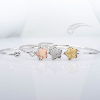 Moderno 925 Sterling Silver Meteorite Cuff Pulseira Forma de Estrela