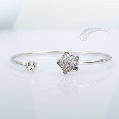 Moderno 925 Sterling Silver Meteorite Cuff Pulseira Forma de Estrela