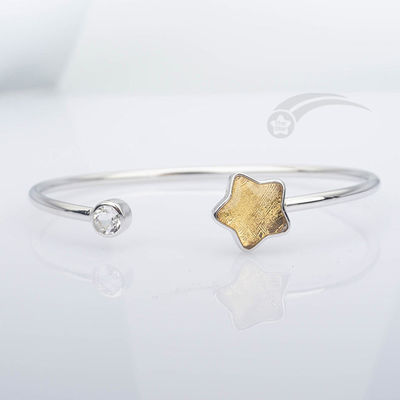 Moderno 925 Sterling Silver Meteorite Cuff Pulseira Forma de Estrela