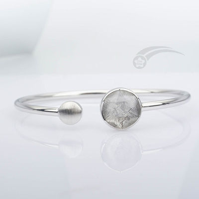 925 Sterling Silver Real Meteorite Bracelet Bracelet Estrela de David 12mm Ajustável