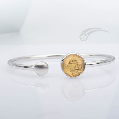 925 Sterling Silver Real Meteorite Bracelet Bracelet Estrela de David 12mm Ajustável