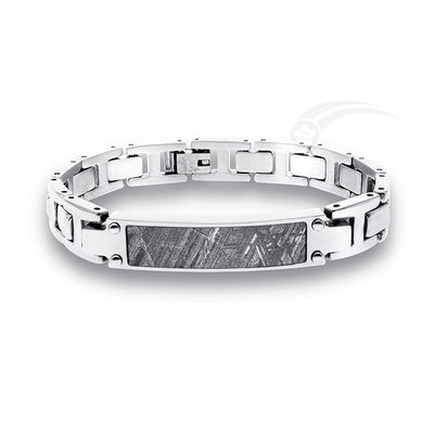 Estilo Homem Meteorite Pulseira 18,5cm de aço inoxidável relógio banda