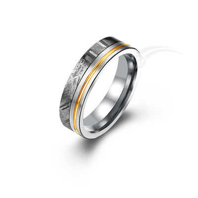 Edição limitada de anel de casamento de meteorito cinza natural