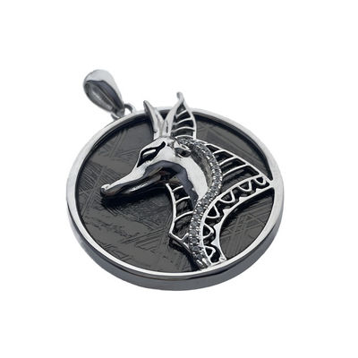 925 Sterling Silver Ferro Anubis Meteorite Pendente Joias Homens Estilo Exclusivo