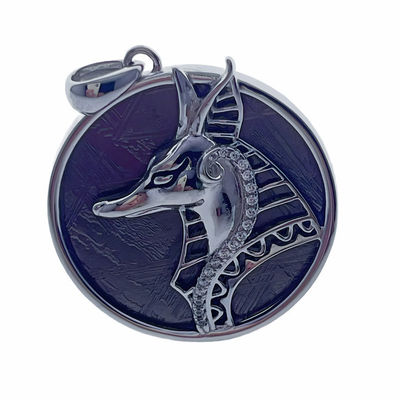 925 Sterling Silver Ferro Anubis Meteorite Pendente Joias Homens Estilo Exclusivo