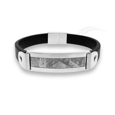 Meteorito Galáctico Pulseira de Couro de Aço Inoxidável Design Contemporâneo